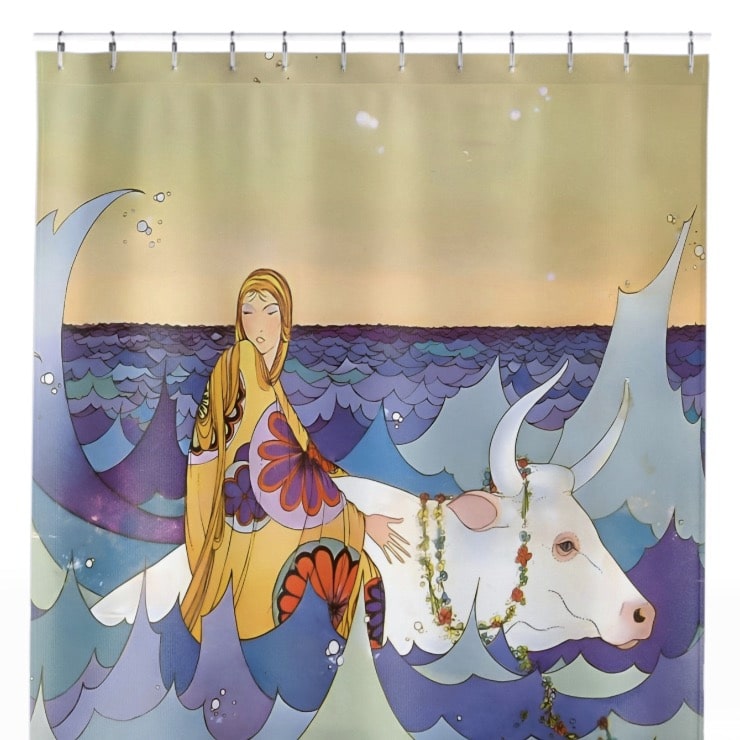 Fantasy Ocean Shower Curtain Close Up, Art Nouveau Shower Curtains