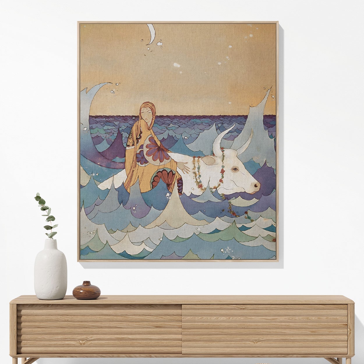 Fantasy Ocean Woven Blanket Woven Blanket Hanging on a Wall as Framed Wall Art