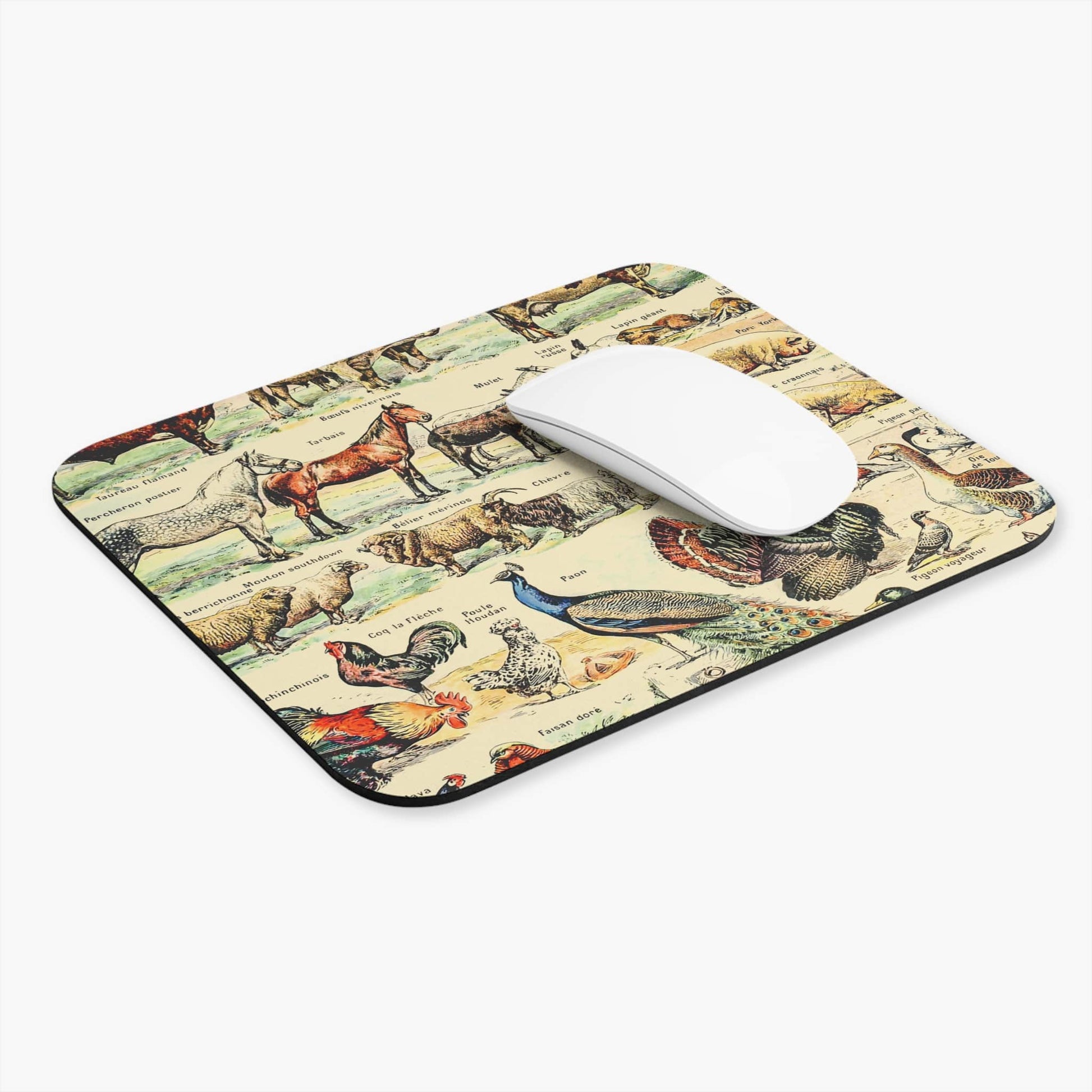 Farm Animals Computer Desk Mouse Pad With White Mouse