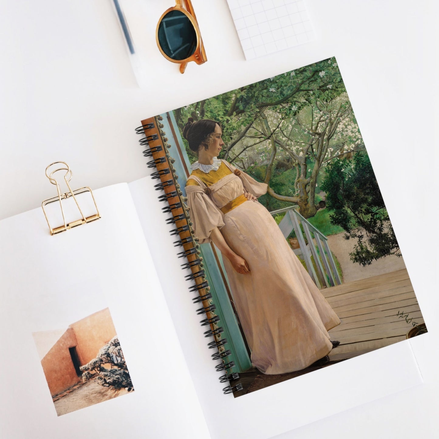 Female Figure on the Porch Spiral Notebook Displayed on Desk