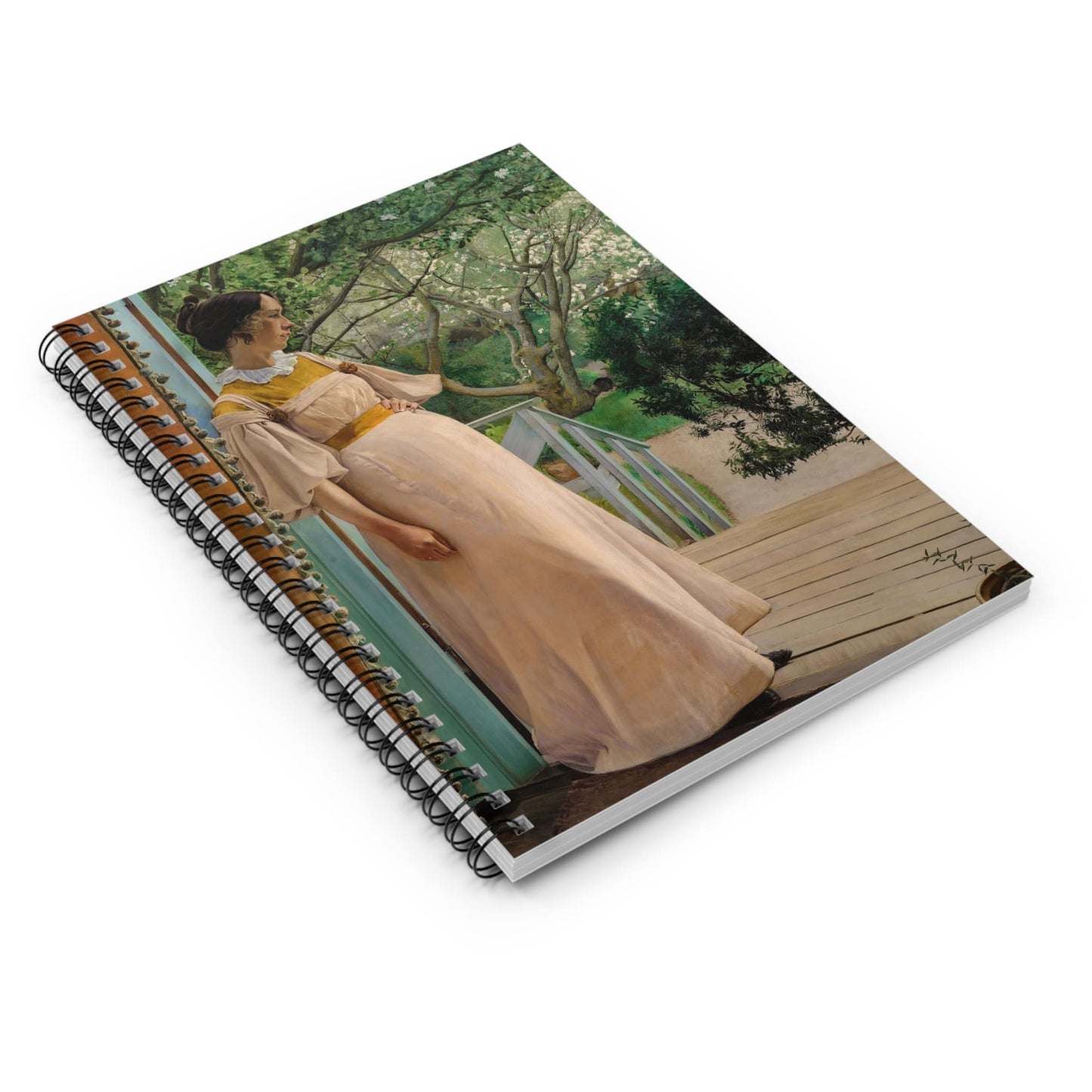 Female Figure on the Porch Spiral Notebook Laying Flat on White Surface