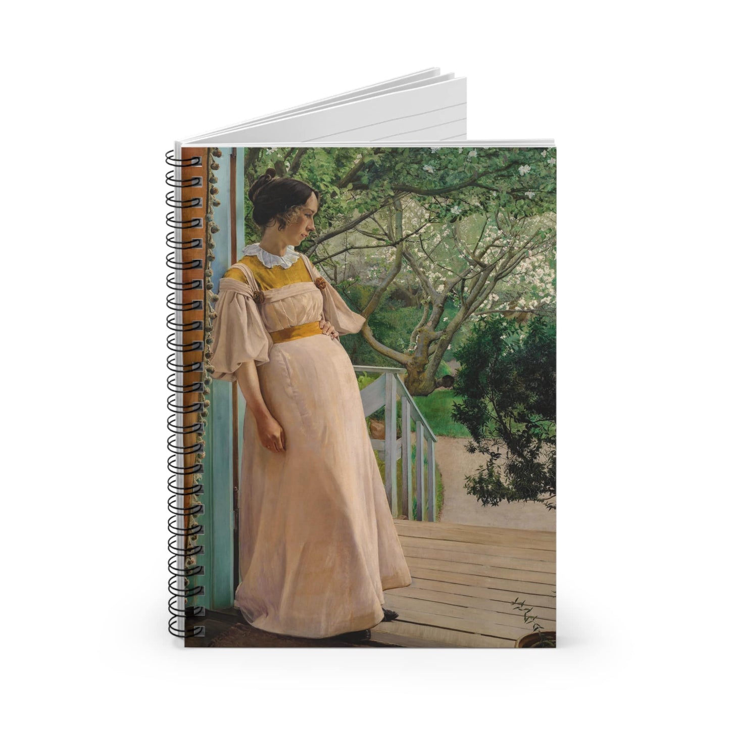 Female Figure on the Porch Spiral Notebook Standing up on White Desk