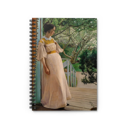 Female Figure on the Porch Notebook with Victorian cover, perfect for journaling and planning, featuring a Victorian female figure on a porch.