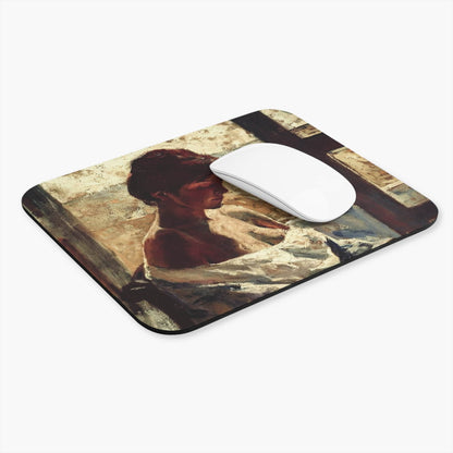 Female Impressionist Computer Desk Mouse Pad With White Mouse