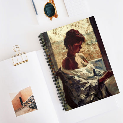 Female Impressionist Spiral Notebook Displayed on Desk