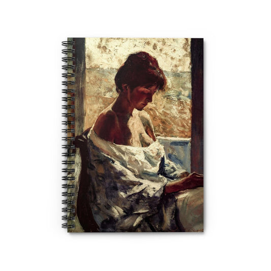 Female Impressionist Notebook with Sewing cover, perfect for journaling and planning, featuring a female impressionist sewing.
