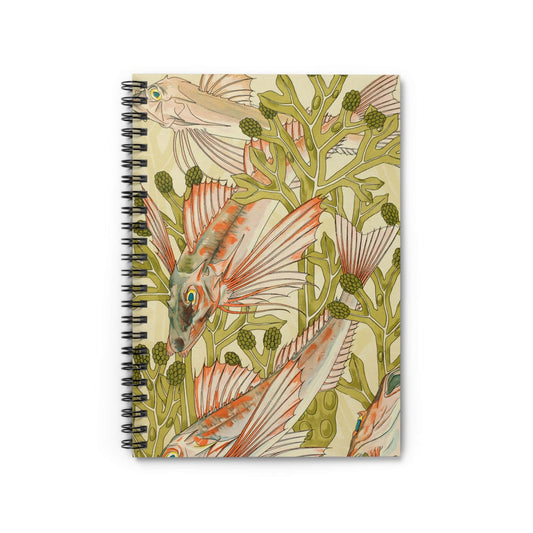 Fish in Seaweed Notebook with Watercolor cover, ideal for journaling and planning, showcasing watercolor paintings of fish in seaweed.