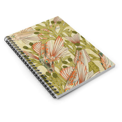 Fish in Seaweed Spiral Notebook Laying Flat on White Surface