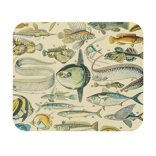 Fishing Mouse Pad featuring a unique fish chart aesthetic, perfect for desk and office decor.