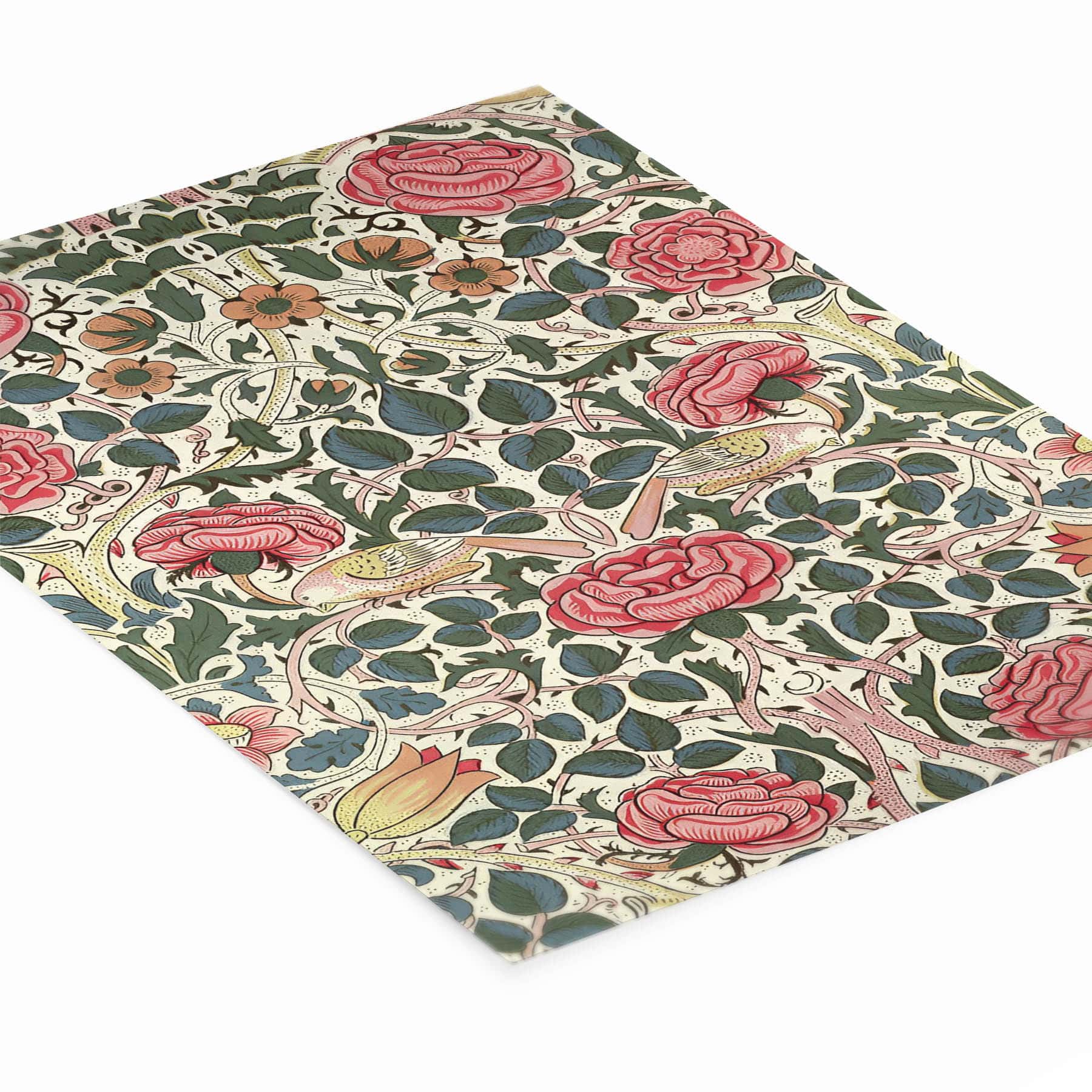 William Morris Floral Art Print Laying Flat on a White Background