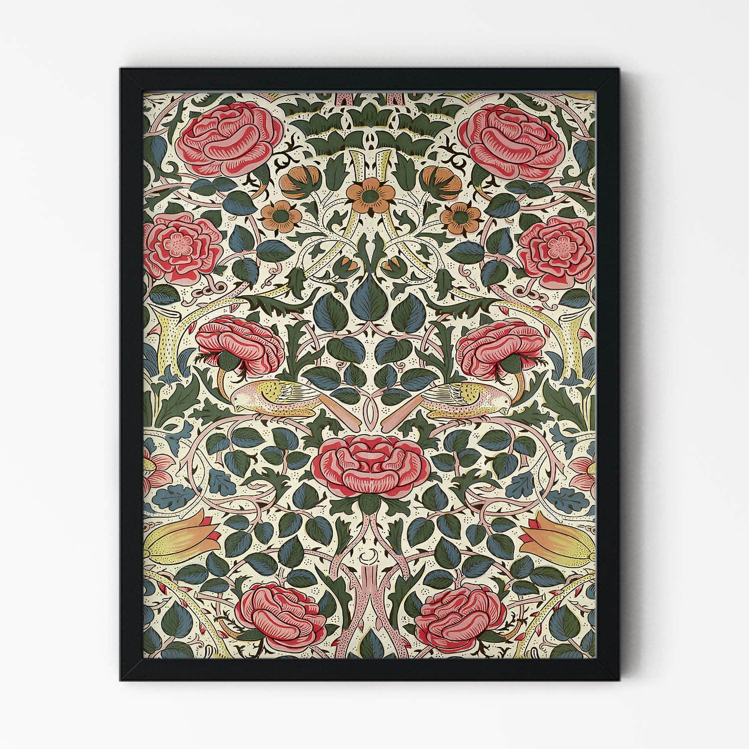 William Morris Floral Art Print in Black Picture Frame