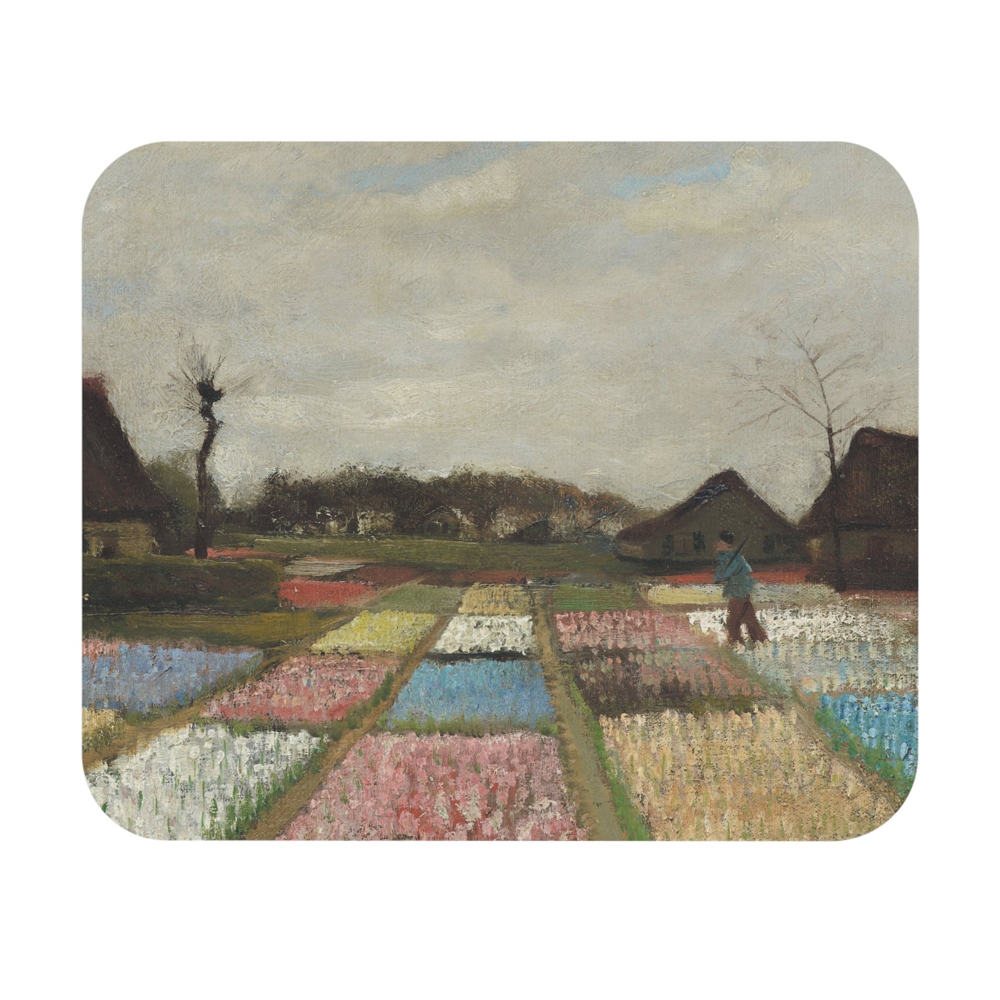 Floral Landscape Mouse Pad with flower field painting art, desk and office decor featuring colorful floral landscapes.