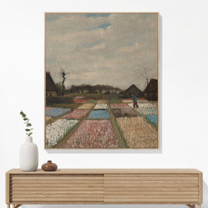 Floral Landscape Woven Blanket Hanging on a Wall as Framed Wall Art