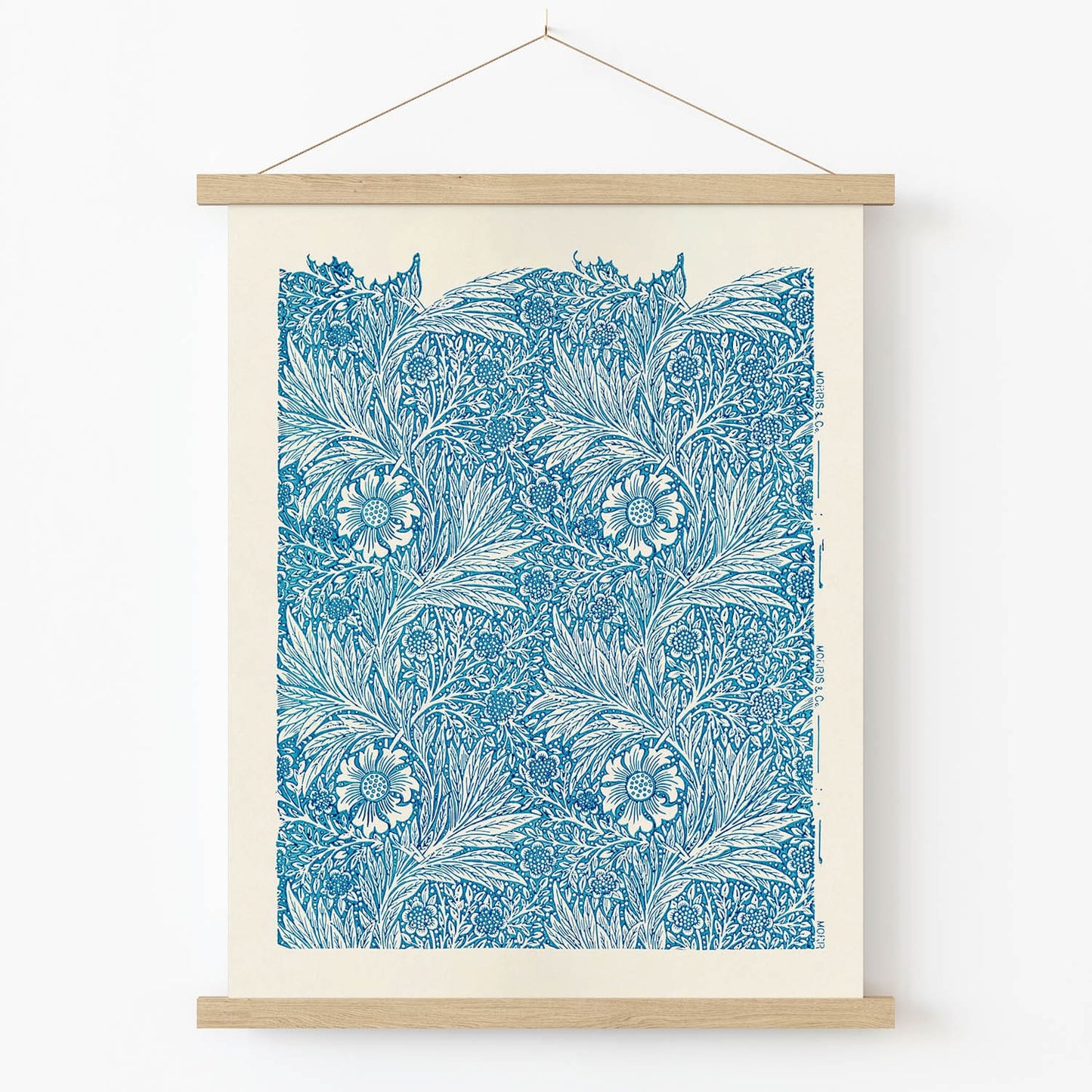 Boho Flower Art Print in Wood Hanger Frame on Wall