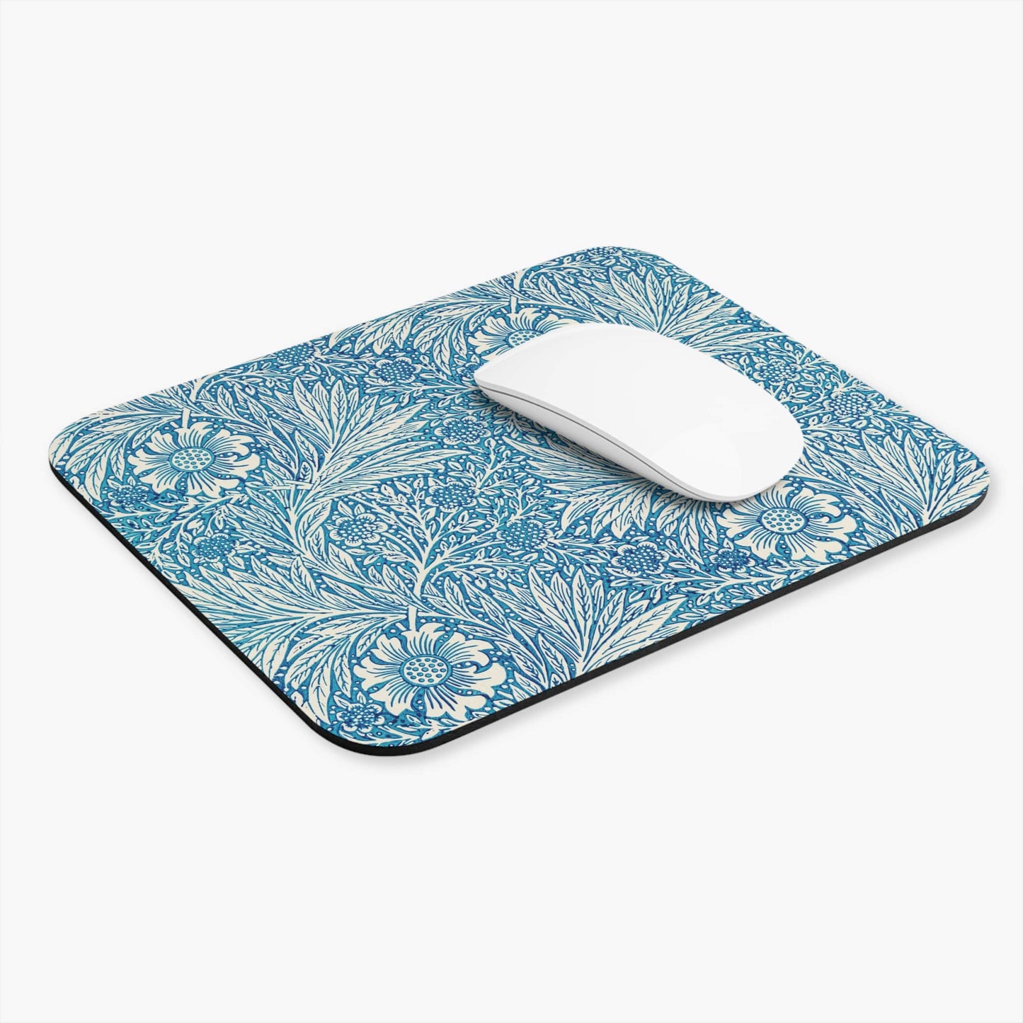 Floral Pattern Computer Desk Mouse Pad With White Mouse