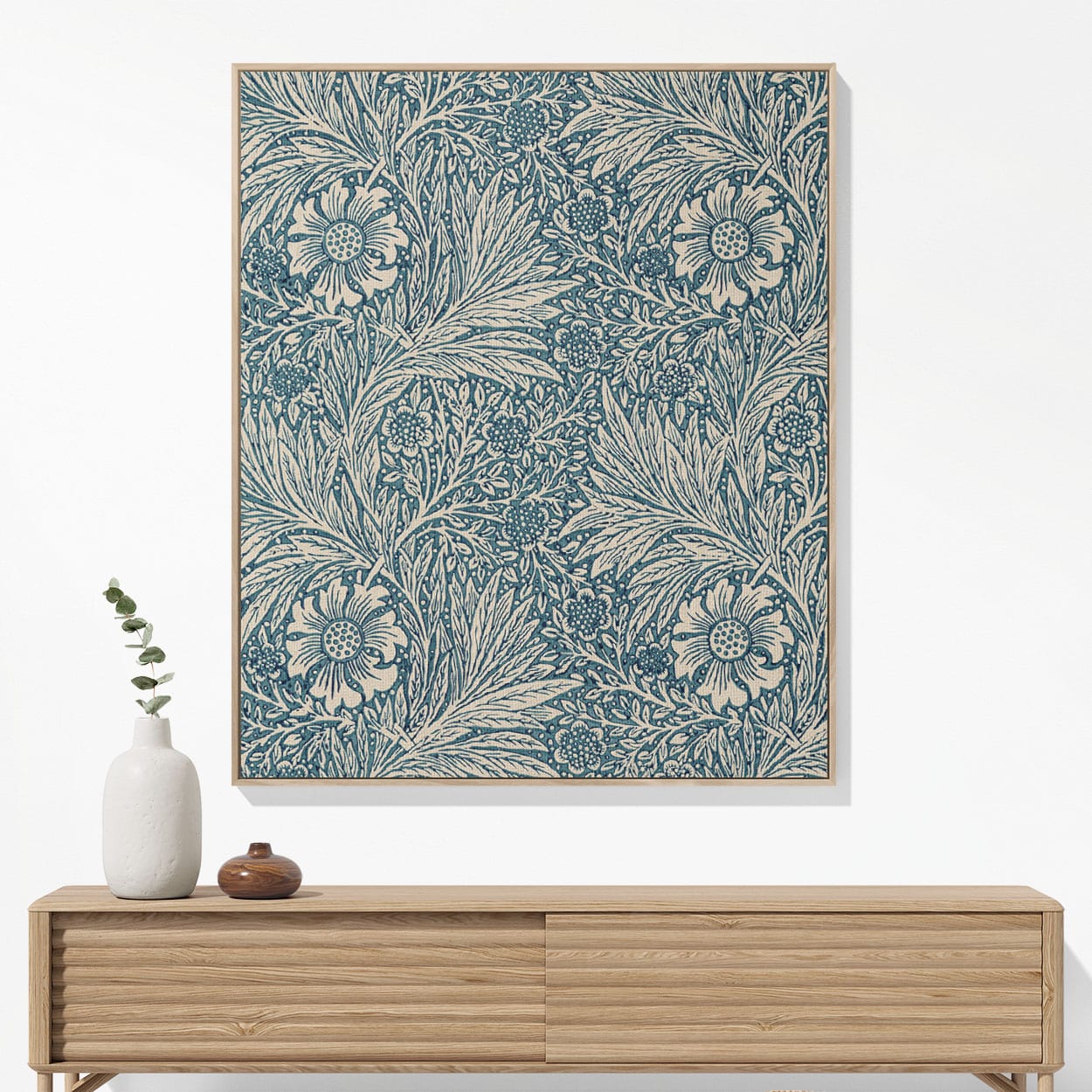 Floral Pattern Woven Blanket Hanging on a Wall as Framed Wall Art