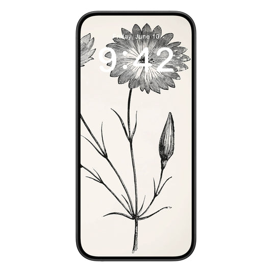 Floral phone wallpaper background with william morris design shown on a phone lock screen, instant download available.