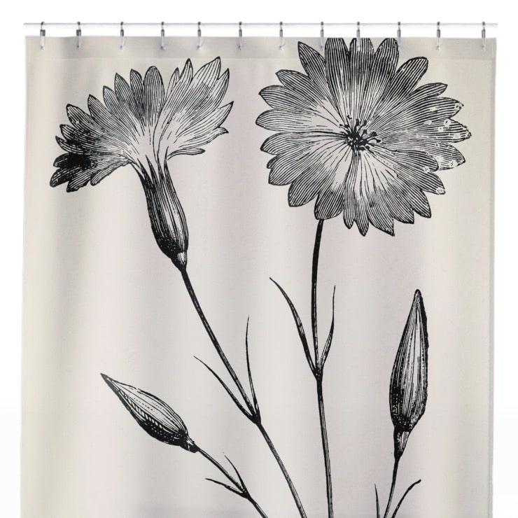 Floral Shower Curtain Close Up, Flowers Shower Curtains