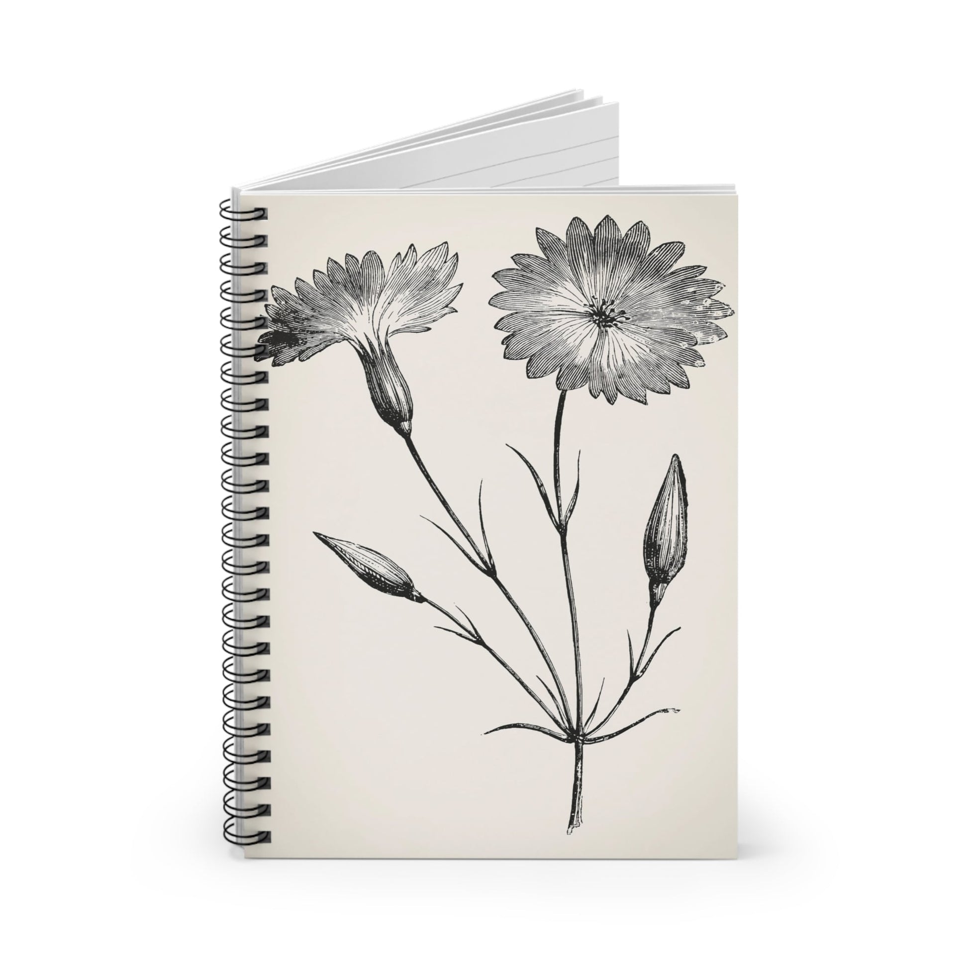 Floral Spiral Notebook Standing up on White Desk