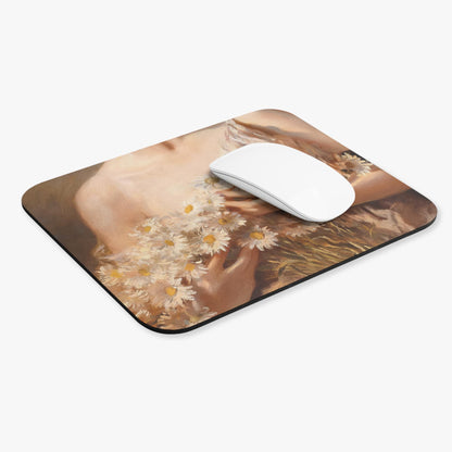 Flower Aesthetic Computer Desk Mouse Pad With White Mouse