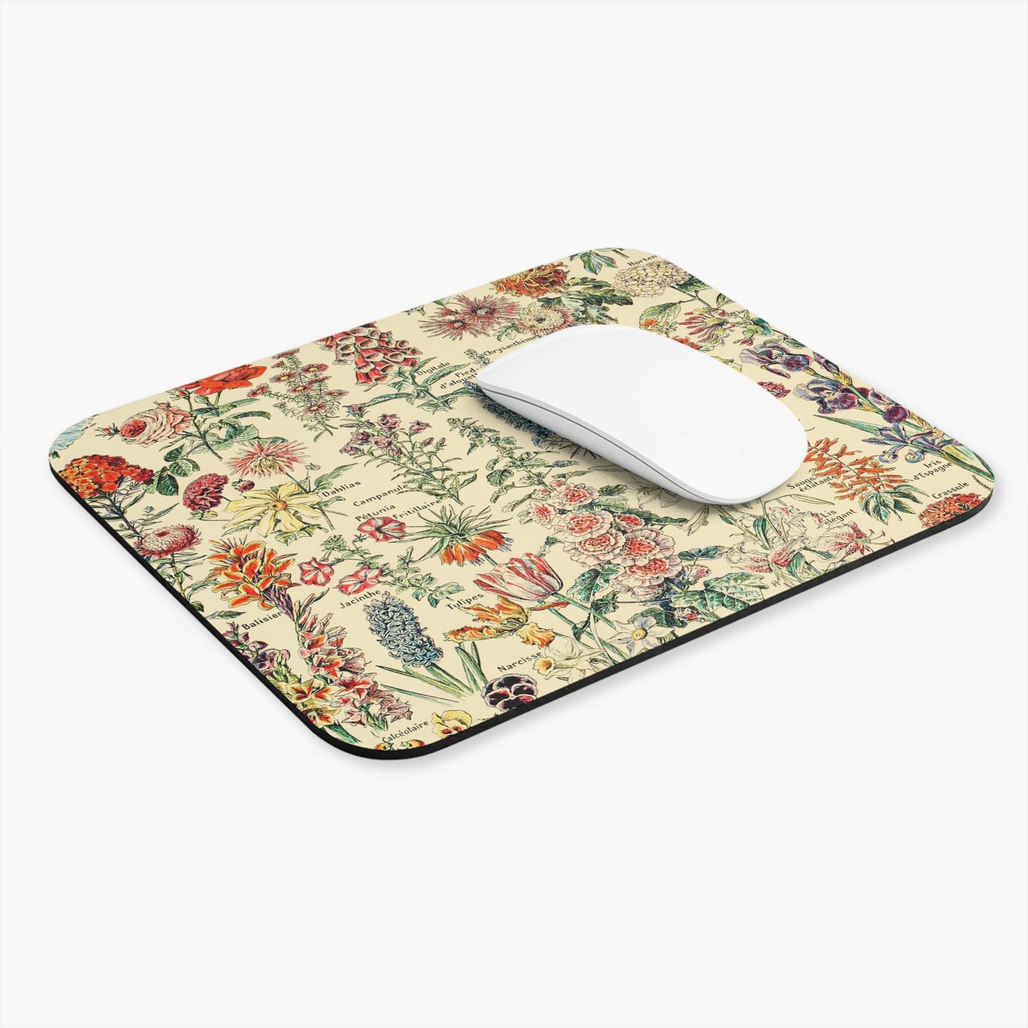 Flower Computer Desk Mouse Pad With White Mouse