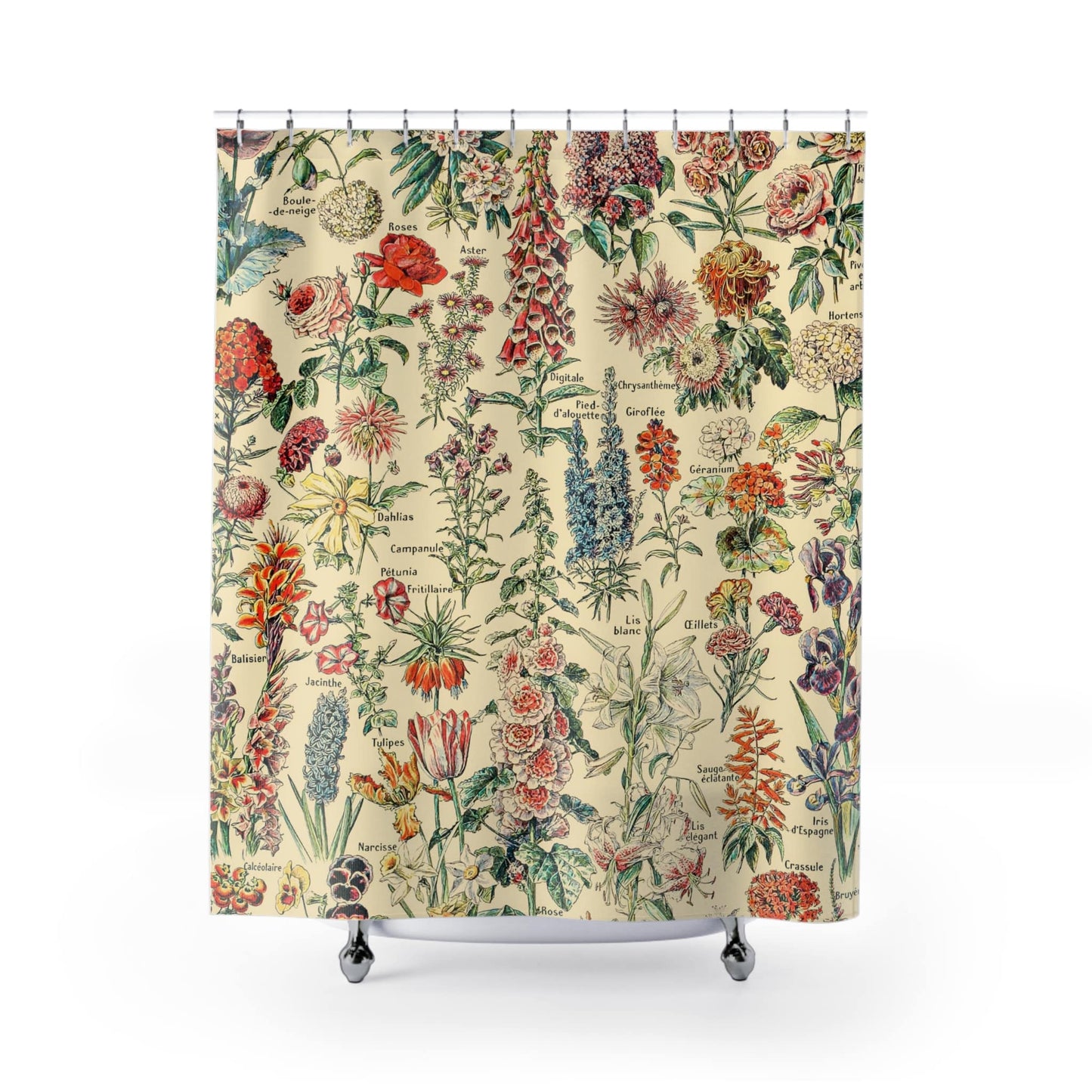 Cute Wildflowers Shower Curtain with flowers design, botanical bathroom decor showcasing charming wildflower patterns.