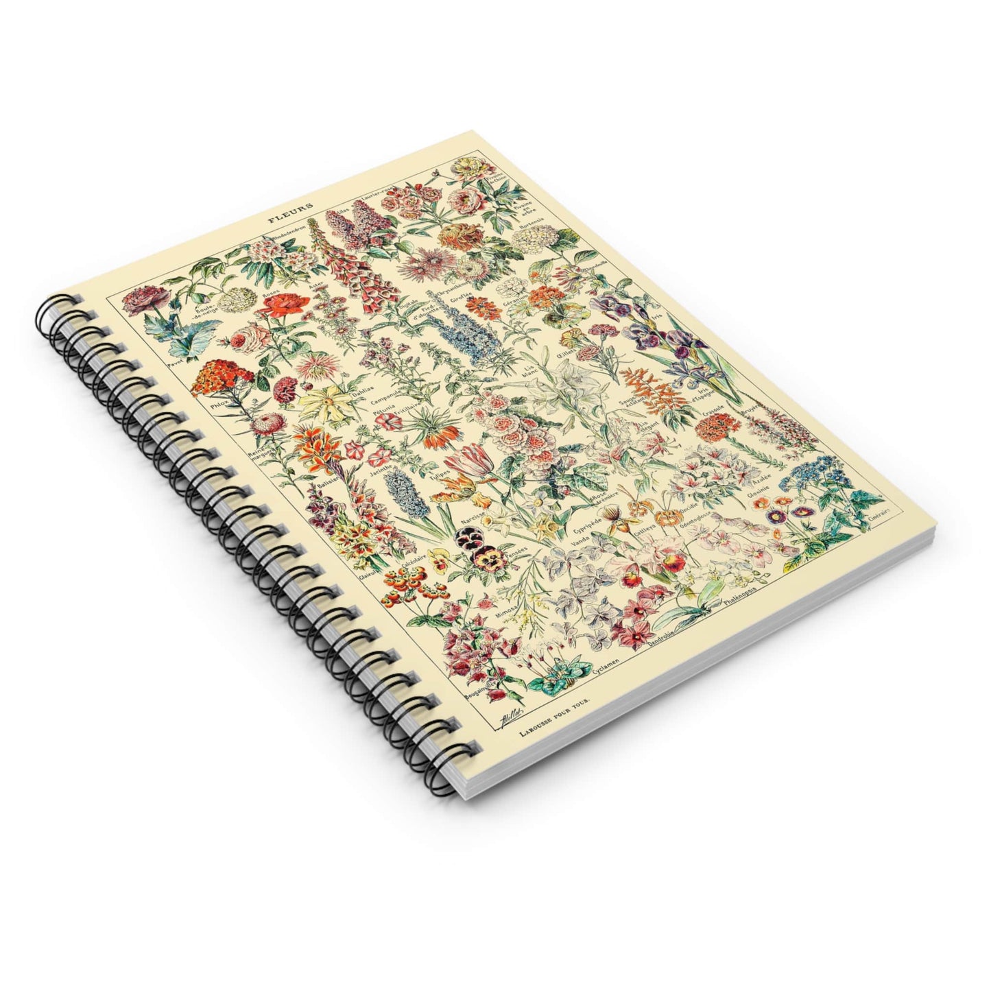 Flower Spiral Notebook Laying Flat on White Surface