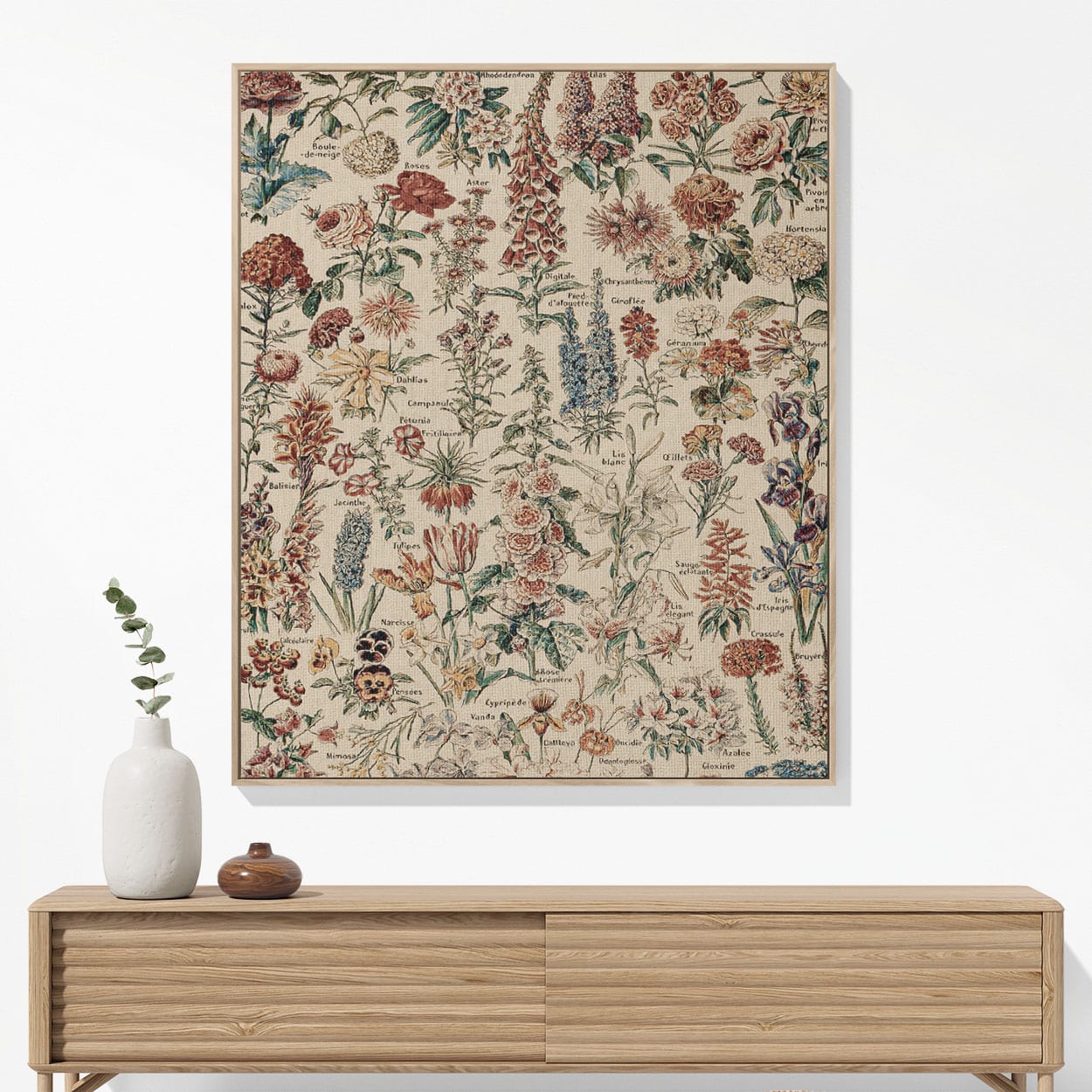 Flower Woven Blanket Hanging on a Wall as Framed Wall Art