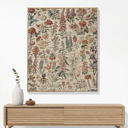 Flower Woven Blanket Woven Blanket Hanging on a Wall as Framed Wall Art