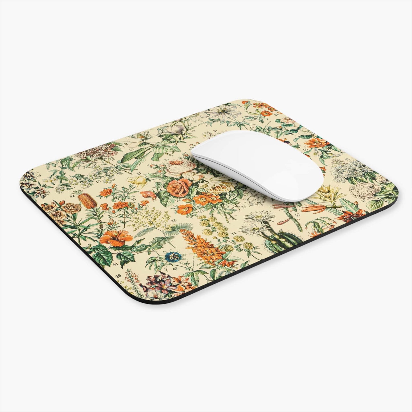 Flowers and Plants Computer Desk Mouse Pad With White Mouse