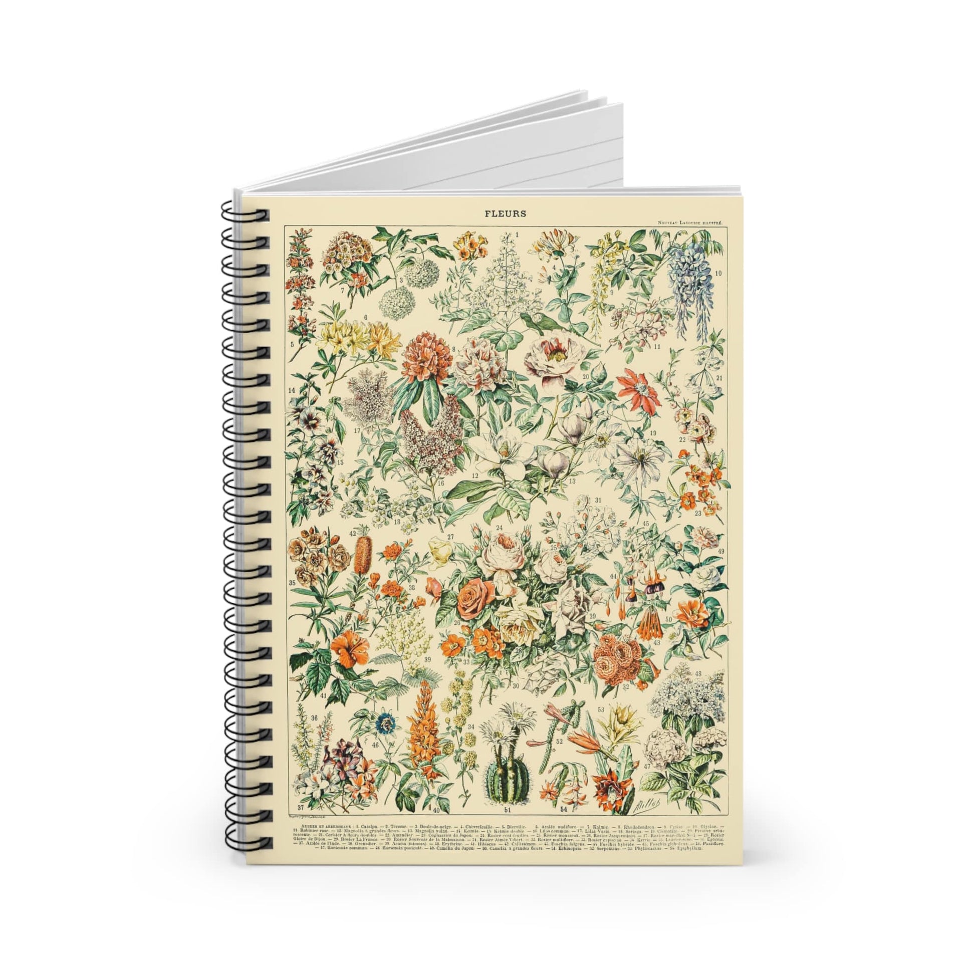 Flowers and Plants Spiral Notebook Standing up on White Desk