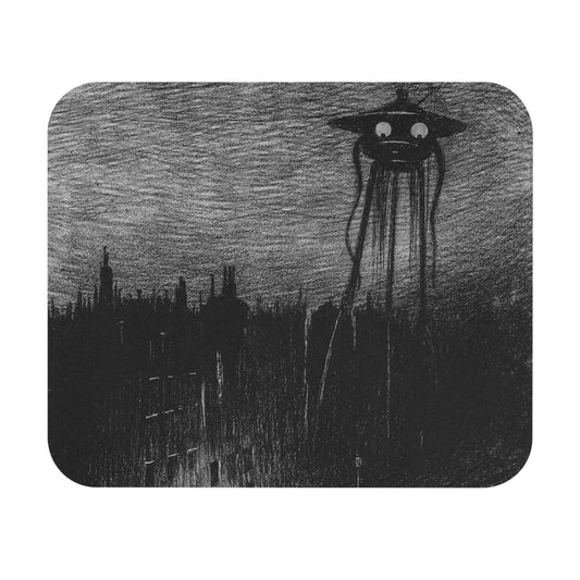 War of the Worlds Mouse Pad with a funny aliens theme, perfect for desk and office decor.