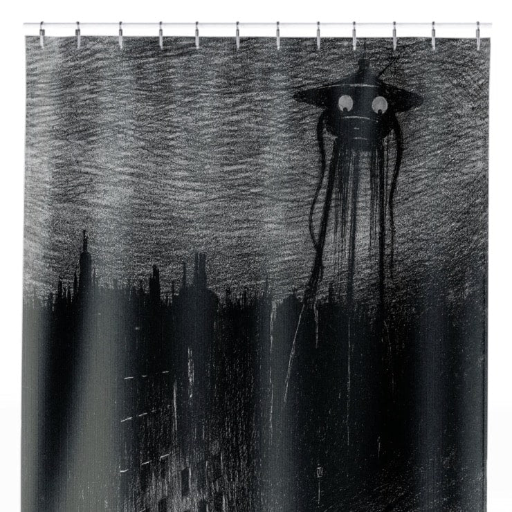 Funny Alien Shower Curtain Close Up, Humor and Fun Shower Curtains