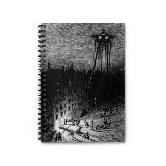 War of the Worlds Notebook with Funny Aliens cover, great for journaling and planning, highlighting humorous alien illustrations.