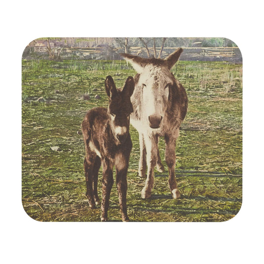 Funny Animal Mouse Pad showcasing two donkeys art, ideal for desk and office decor.