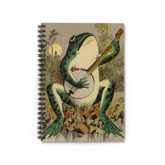 Cute Frog Notebook with frog playing the banjo cover, ideal for journals and planners, featuring humorous frog illustrations.