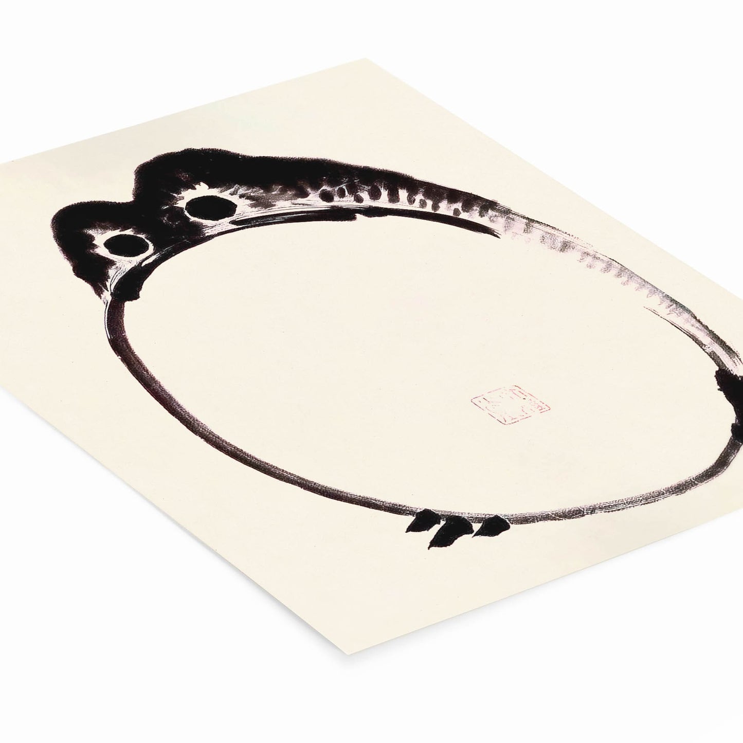 Funny Japanese Toad Art Print Laying Flat on a White Background