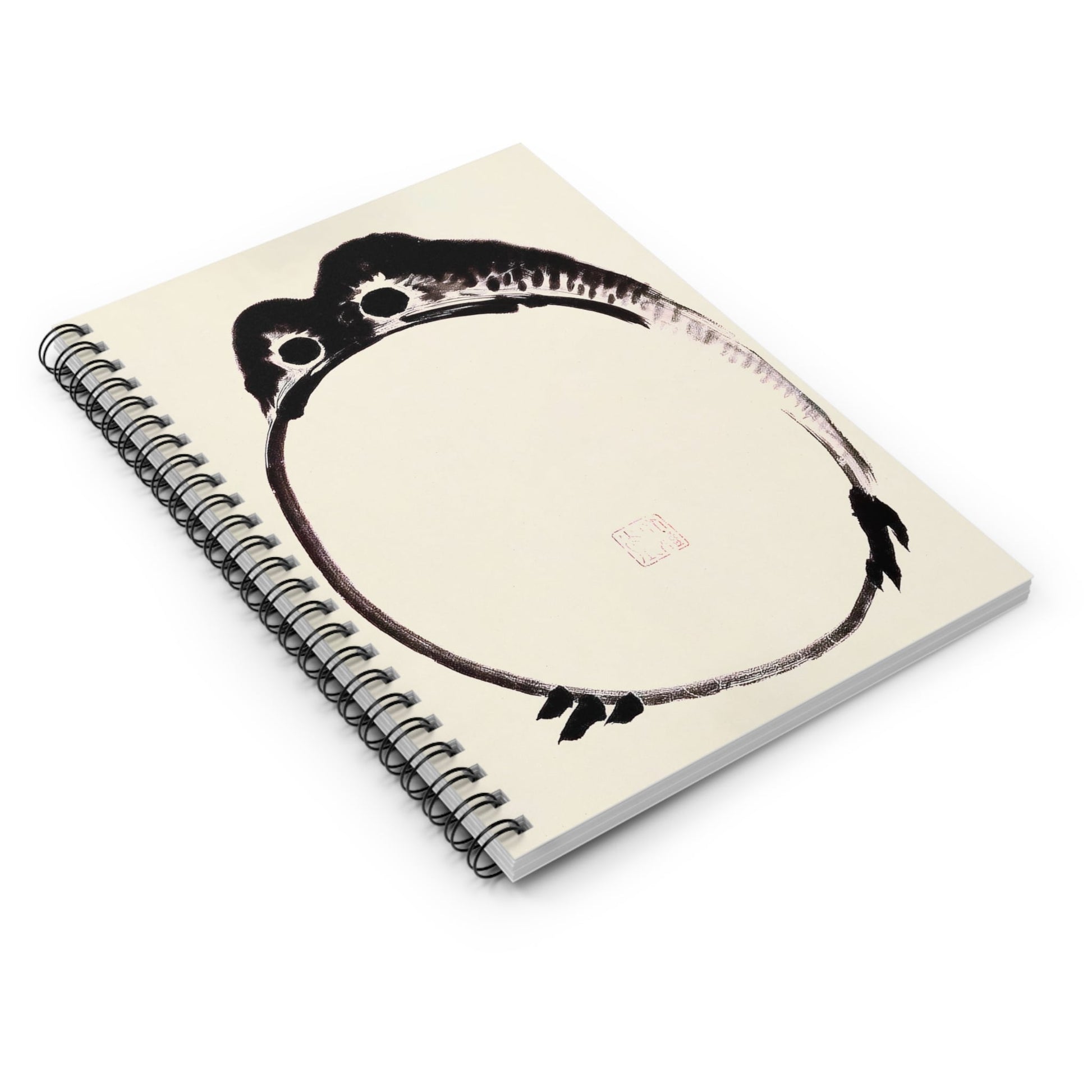 Funny Japanese Toad Spiral Notebook Laying Flat on White Surface