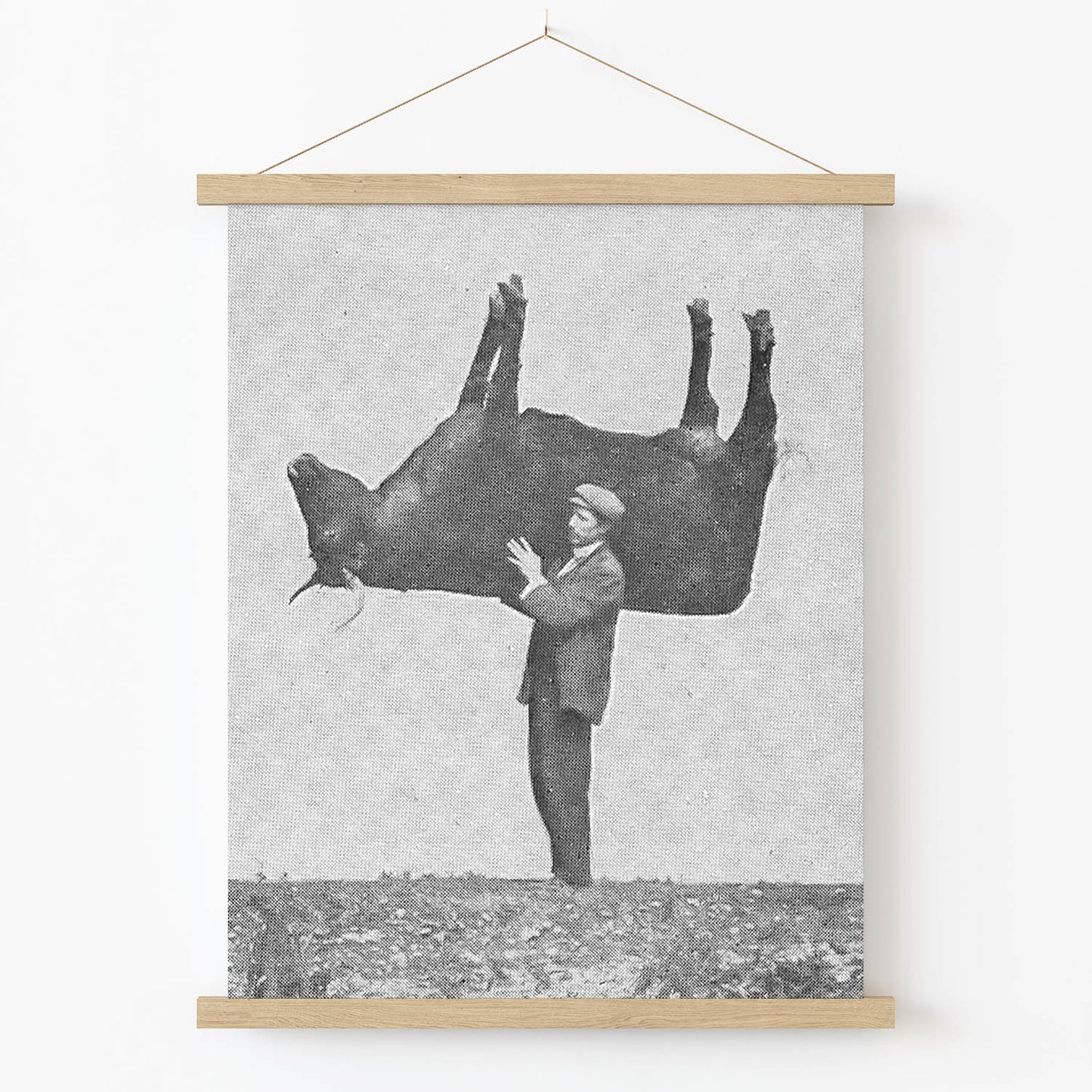 Funny Picture Art Print in Wood Hanger Frame on Wall