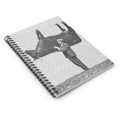 Funny Spiral Notebook Laying Flat on White Surface