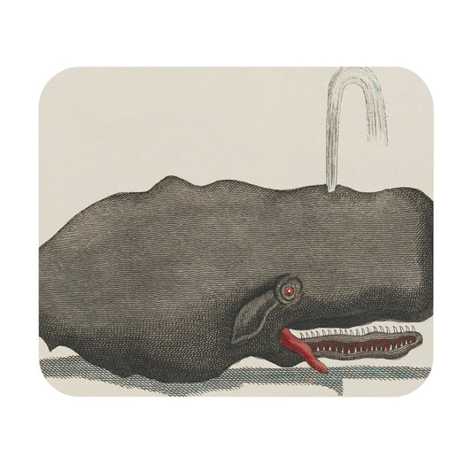 Funny Whale Mouse Pad featuring a crazy gray whale design, adding whimsy to desk and office decor.