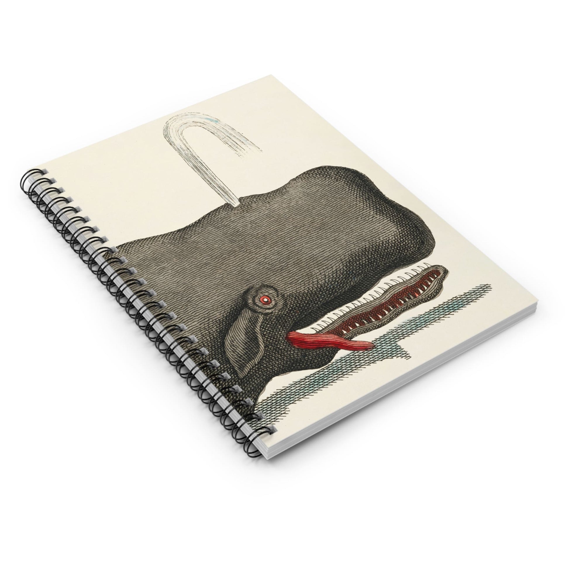 Funny Whale Spiral Notebook Laying Flat on White Surface
