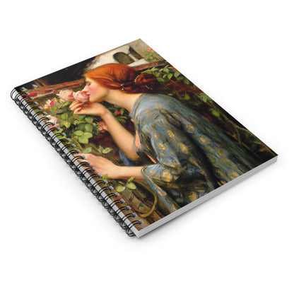 Garden Bliss Spiral Notebook Laying Flat on White Surface