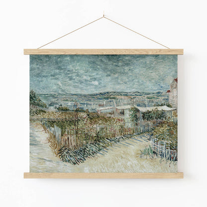 French Countryside Art Print in Wood Hanger Frame on Wall