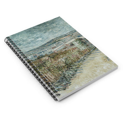 Garden Landscape Spiral Notebook Laying Flat on White Surface