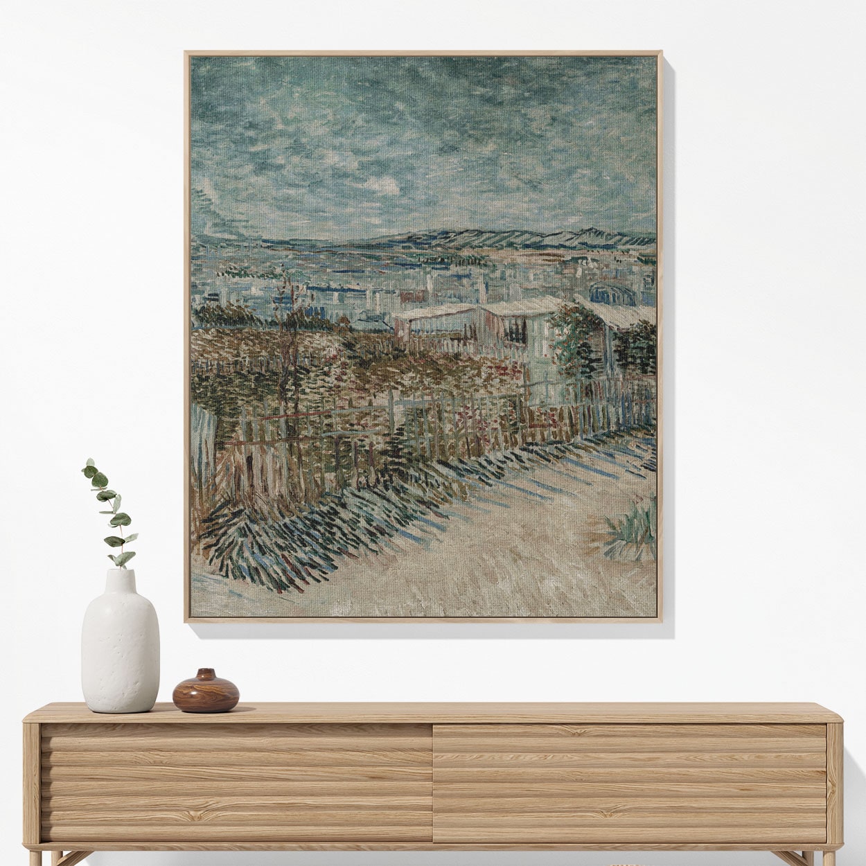 Garden Landscape Woven Blanket Hanging on a Wall as Framed Wall Art