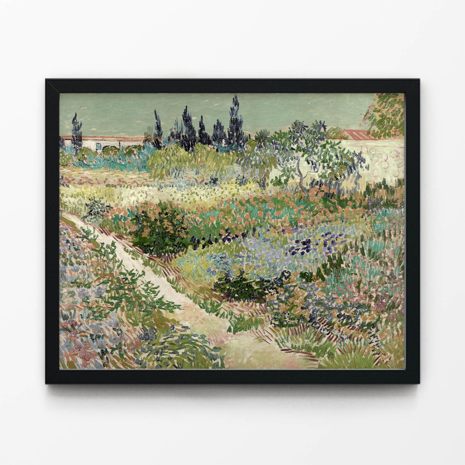 Garden at Arles Vincent Van Gogh Art Print in Black Picture Frame