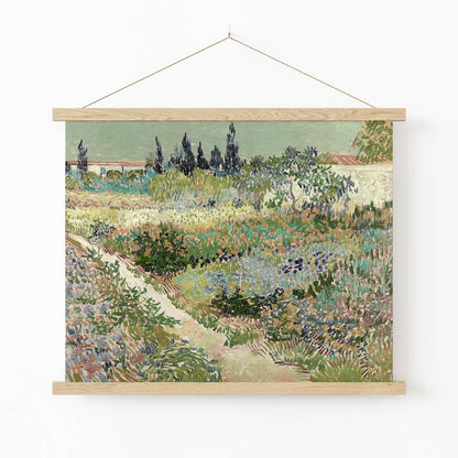 Garden at Arles Vincent Van Gogh Art Print in Wood Hanger Frame on Wall