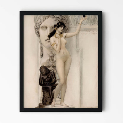 Female Figure Sculpture Painting in Black Picture Frame