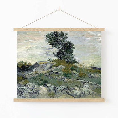 Brushstrokes of Nature Art Print in Wood Hanger Frame on Wall